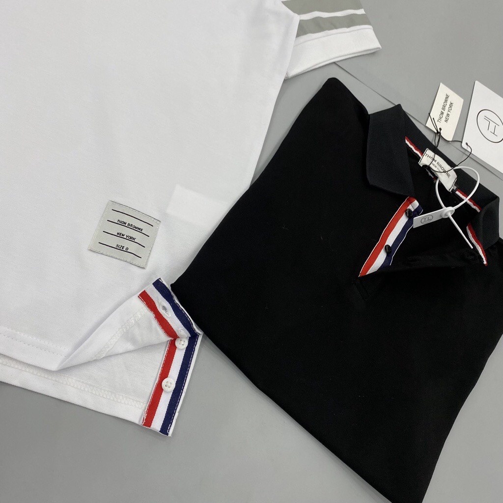 Aó Polo nam vạch tay, cao cấp chất mát, áo phông nam thấm hút hồ hôi unisex 2 màu trắng đên - AP05
