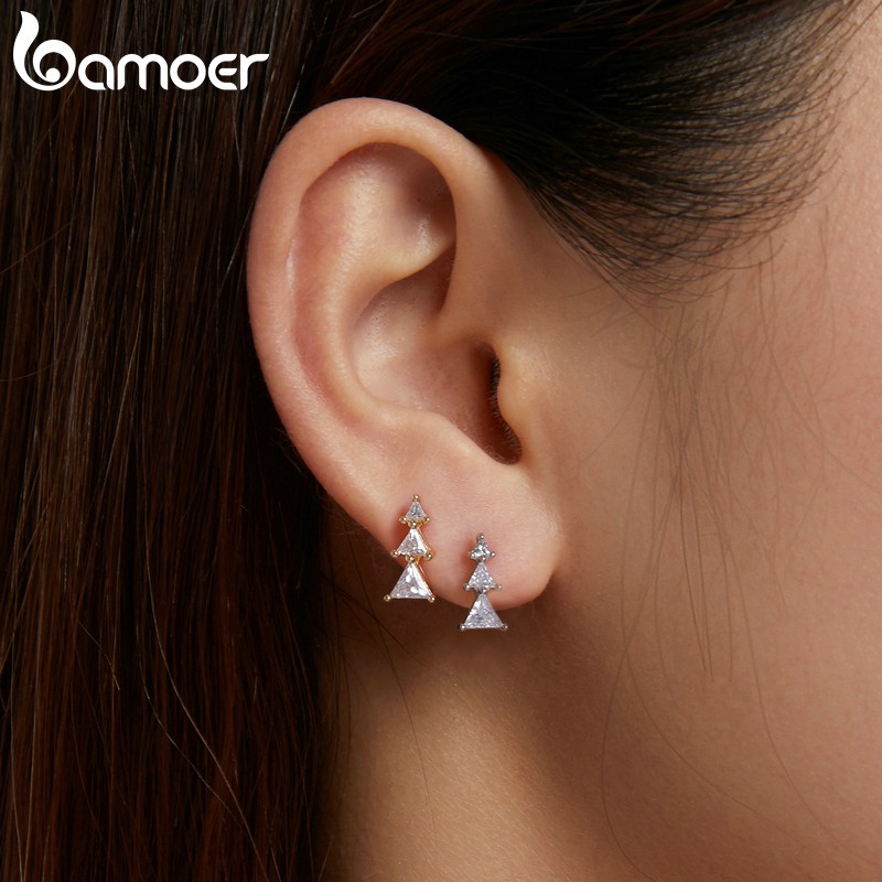 Đôi bông tai Bamoer Scene1268-A bằng bạc 925 họa tiết cây thông Noel có 2 màu tuỳ chọn dùng làm quà tặng cho nữ