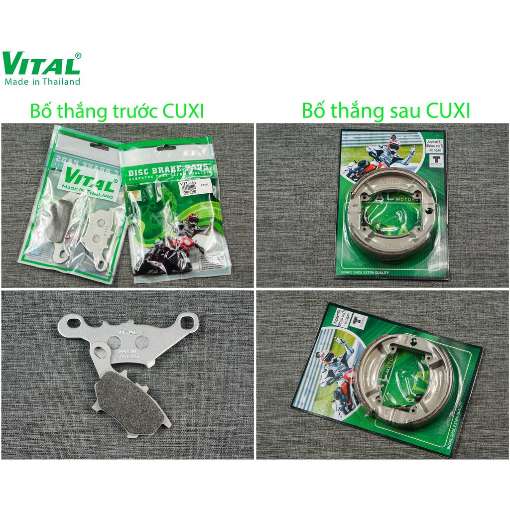 Bố Thắng trước + sau CUXI hiệu VITAL - Má phanh xe máy, bố thắng đĩa VITAL chính hãng Thái lan