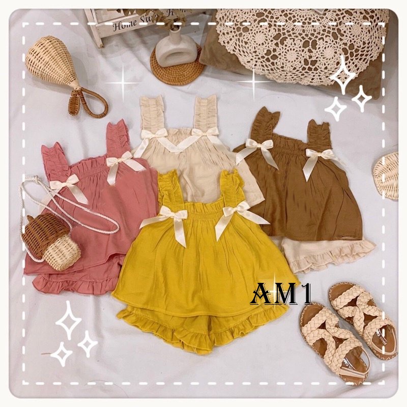 (9-20kg) Bộ đũi 2 nơ trắng bé gái Đồ bộ bé gái TTR39