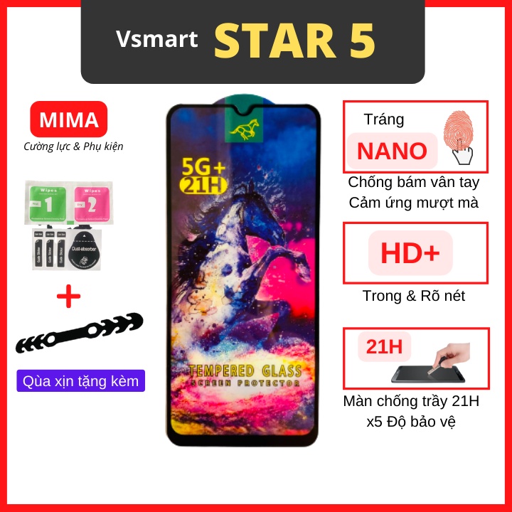 Kính cường lực Vsmart Star 5 Full màn cao cấp OG+ độ cứng 21H siêu mượt chống bám vân tay [MIMA]