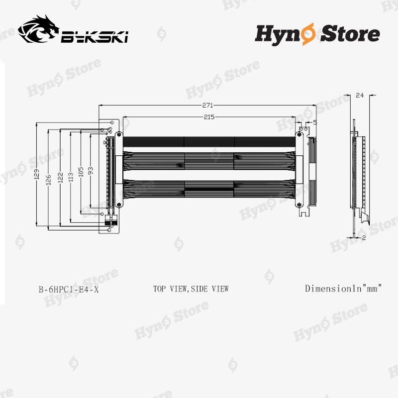 Giá dựng card đồ họa VGA kèm riser 4.0 Bykski B-6HPCI-E4-X Gông thép dày dặn chắc chắn - Hyno Store