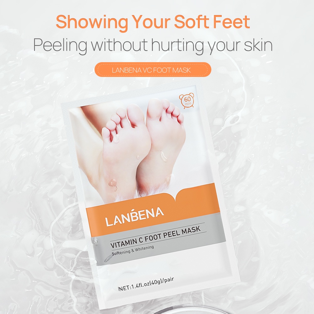 Cặp mặt nạ chân Lanbena vitamin C dạng lột tẩy tế bào chết làm giảm thâm và nếp nhăn dưỡng trắng da mịn màng 40g | BigBuy360 - bigbuy360.vn