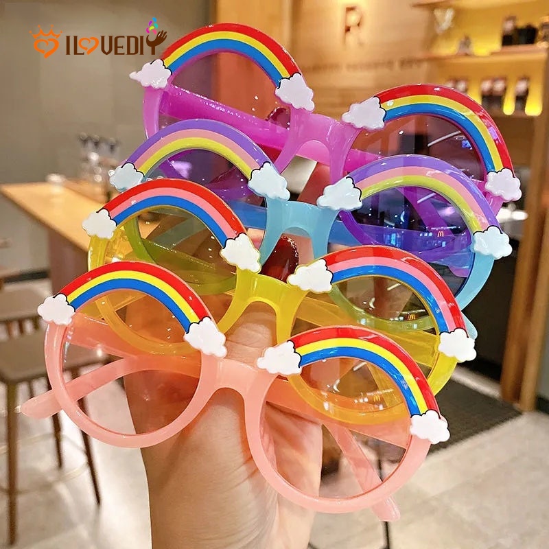 Kính Chống Nắng Tròng Tròn Màu Kẹo Ngọt In Họa Tiết Hoạt Hình Dễ Thương Thời Trang Đi Biển Cho Bé Trai / Gái