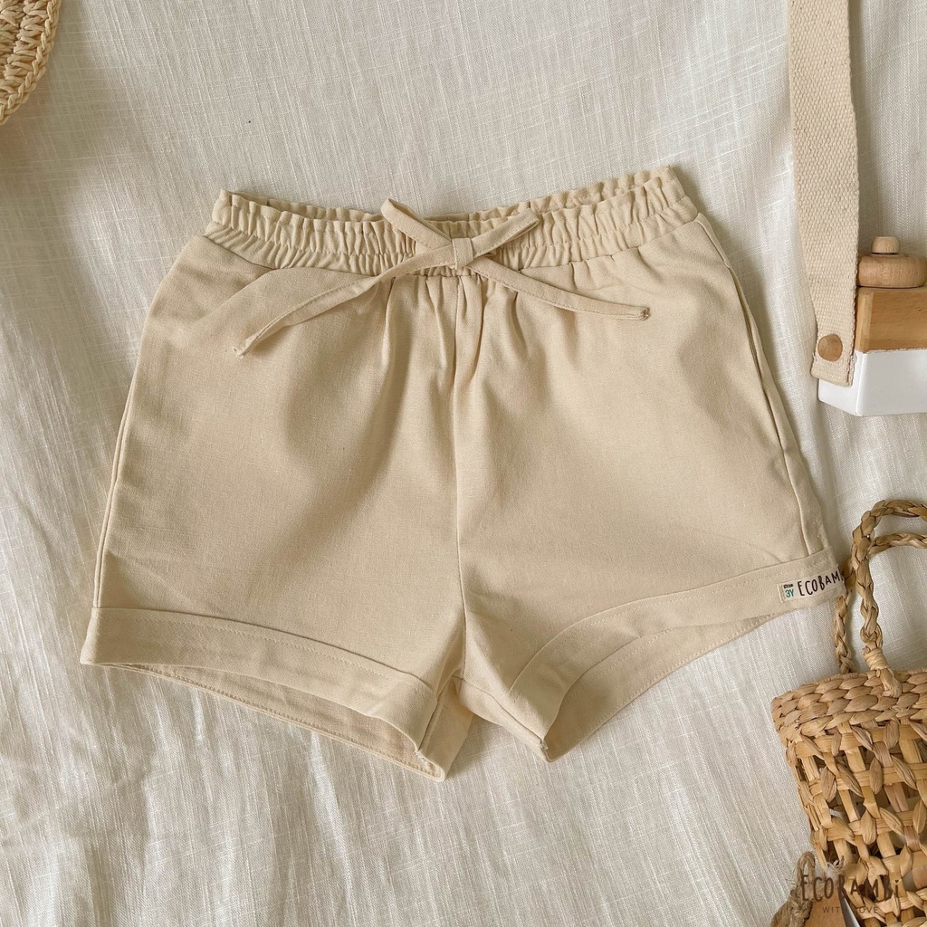 Quần shorts linen bé gái Ecobambi