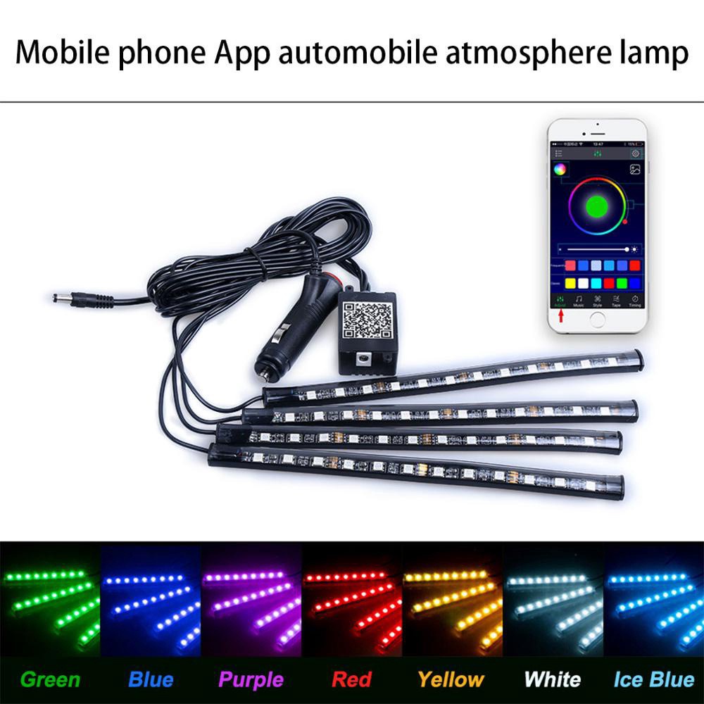 Dải Đèn LED RGB Nhiều Màu Trang Trí Nội Thất Xe Hơi