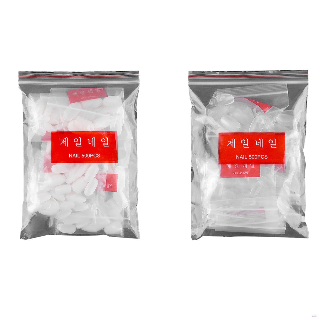(Hàng Mới Về) Set 500 Móng Tay Giả Trong Suốt Hình Oval Tự Nhiên