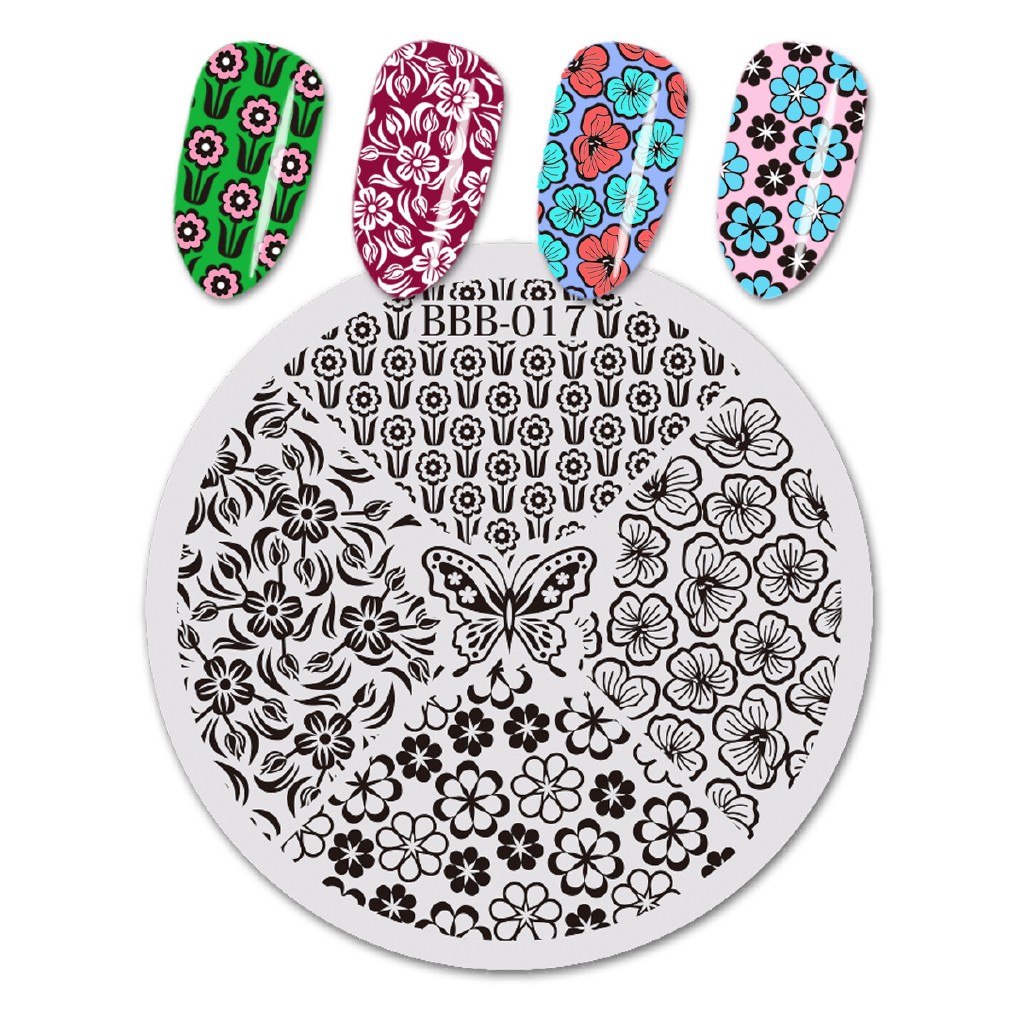 [Hàng mới về] Khuôn in họa tiết hoa trang trí móng tay nghệ thuật