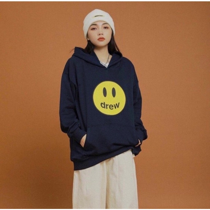 Áo nỉ bông hoodies drew mặt cười ba màu xinh chất nỉ bông