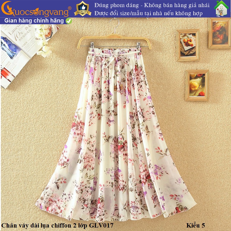 Chân váy dài maxi hai lớp chân váy chiffon lưng thun GLV017 Cuocsongvang