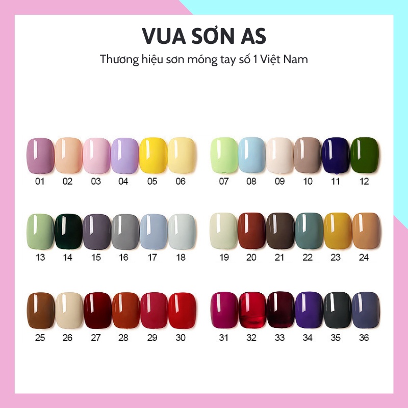 Sơn gel AS mẫu mới chai vuông móng tay dùng máy hơ tone màu trắng nước gạo đỏ vàng xanh VUA SƠN AS 15ml