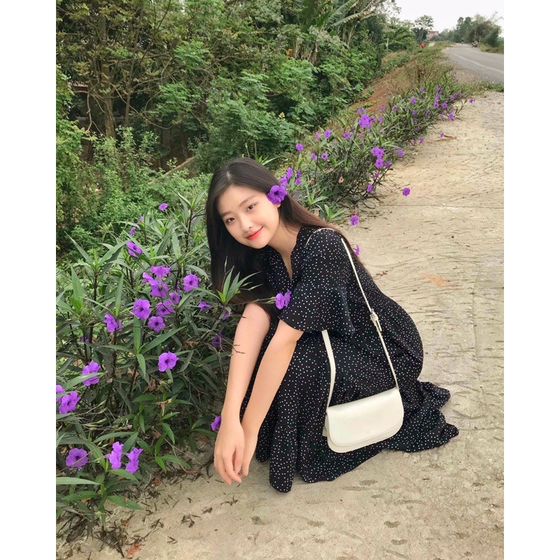 𝐑𝐨𝐬𝐢𝐞 𝐃𝐫𝐞𝐬𝐬 - best seller item Váy chấm bi maxi lụa Hàn xoè tầng | BigBuy360 - bigbuy360.vn