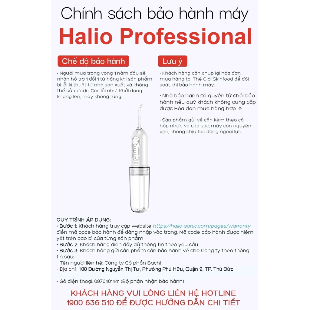 Máy Tăm Nước Cầm Tay Làm Sạch Răng Miệng, Chăm Sóc Nướu Halio Professional, UltraClean Cordless Oral Irrigator
