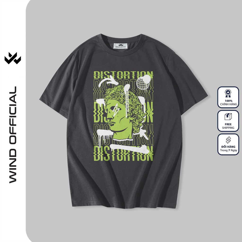 Áo thun tay lỡ unisex WIND phông form rộng DISTORTION thời trang nam nữ oversize ulzzang