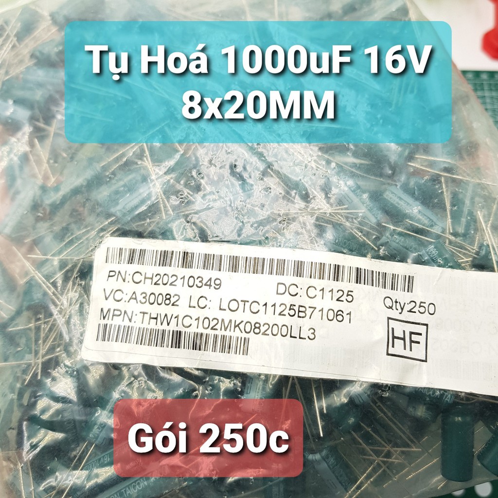 [COMBO Gói Số Lượng] Tụ Hóa 1000uF 16V 8x20MMTụ Phân Cực Lọc Nguồn Cho Mạch Điện Tử