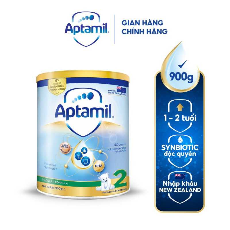 Combo 4 Sữa bột Aptamil New Zealand hộp thiếc số 2 (900g/lon) cho bé 12-24 tháng tuổi