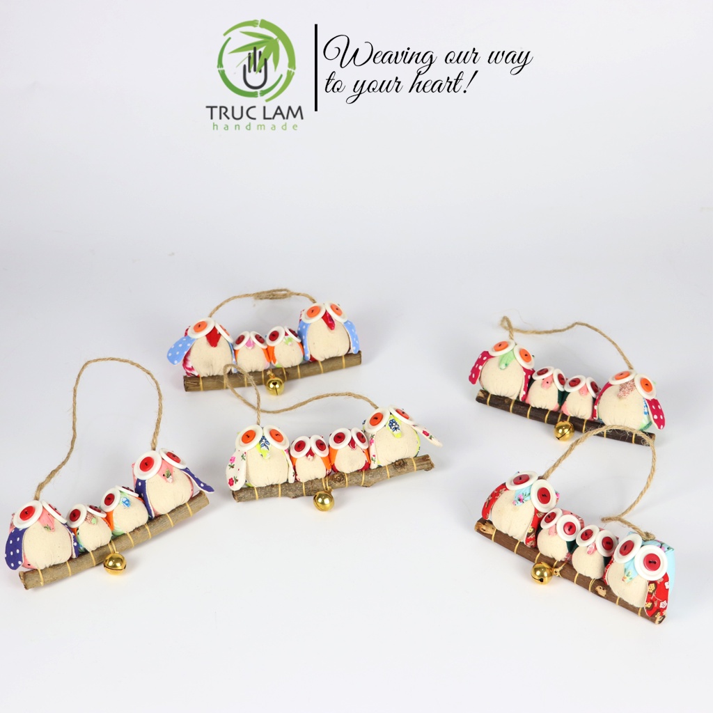 Phụ Kiện Decor Trang Trí Nội Thất Hình 2 Con Cú - Trúc Lâm Handmade