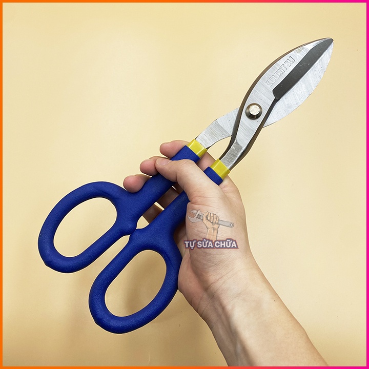 Kéo cắt tôn sắt thép kiểu Mỹ Kouritsu 12"/300mm chuyên dùng cắt kim loại độ dày từ 0-14mm lưỡi sắc tay cầm bọc cao su