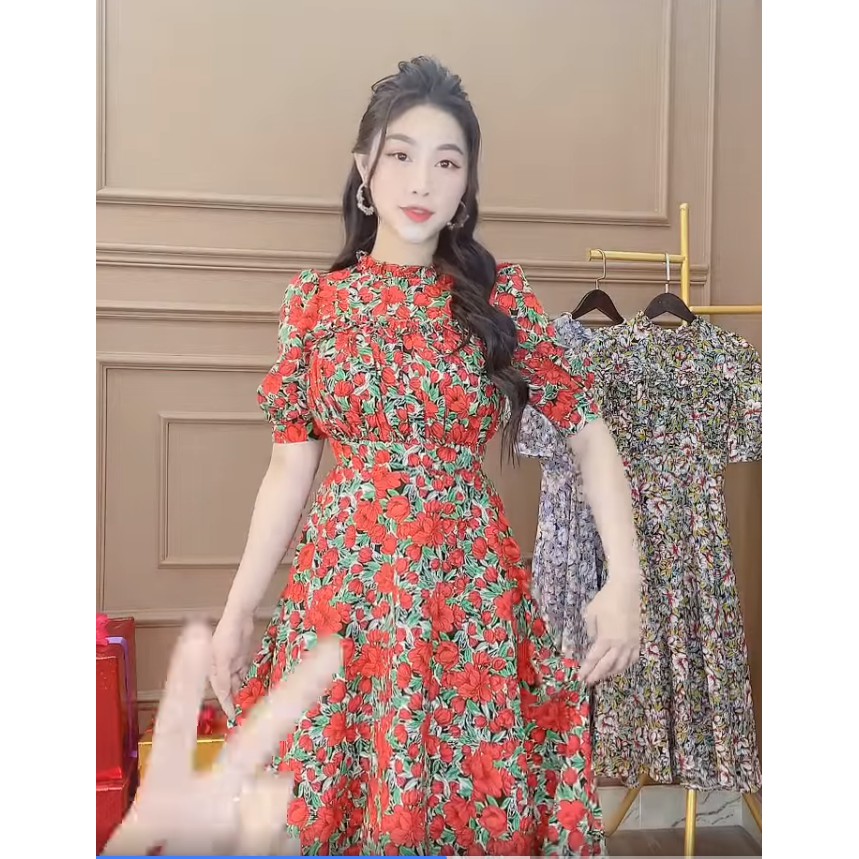 [Mã SKAMA06 giảm 8% tối đa 50K đơn 250K] Monoco- Váy hoa cổ bèo tay lỡ mới -8493 | BigBuy360 - bigbuy360.vn
