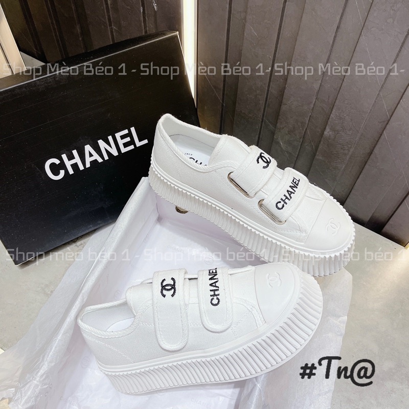 Giày thể thao slip on quai dán viền pha đế cao fullbox