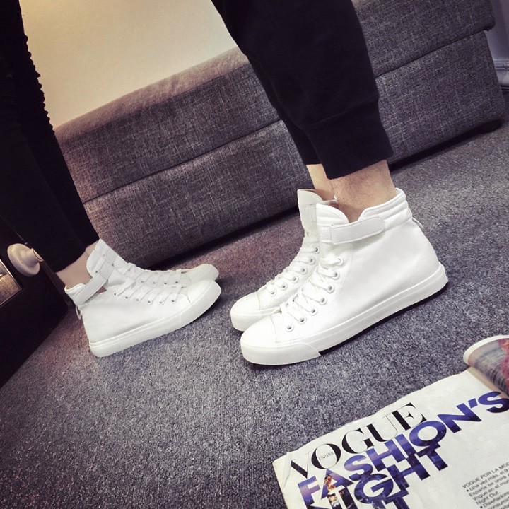 Giày sneaker cao cổ nam vải 2 màu Đen và Trắng | BigBuy360 - bigbuy360.vn