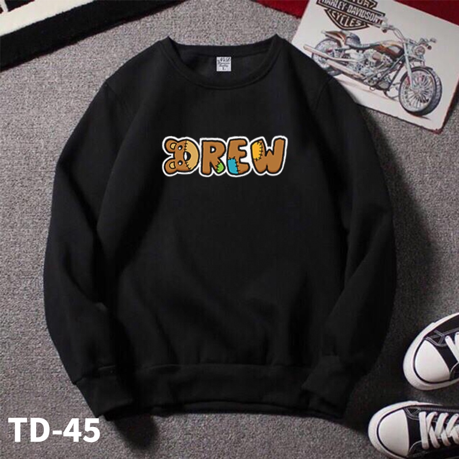 Áo sweater CHỮ DREW rộng nam nữ, áo tay dài nỉ bông in họa tiết unisex dày mềm mịn - Tí Chuột Studio