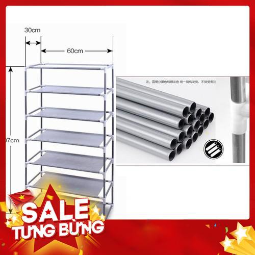 (Shopee Trợ Giá) Tủ Giày Trơn 7 Tầng 6 Ngăn Khung Inox Cao Cấp - Hàng Loại 1 - Hàng nhập khẩu