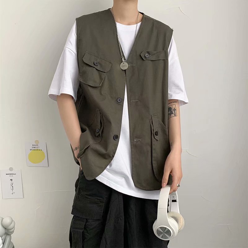 áo vest thời trang unisex áo gile bông áo vest nữ from rộng trẻ tuổi tank tóp nam phong cách Hàn Quốc xe tăng chất đũi cao cấp
