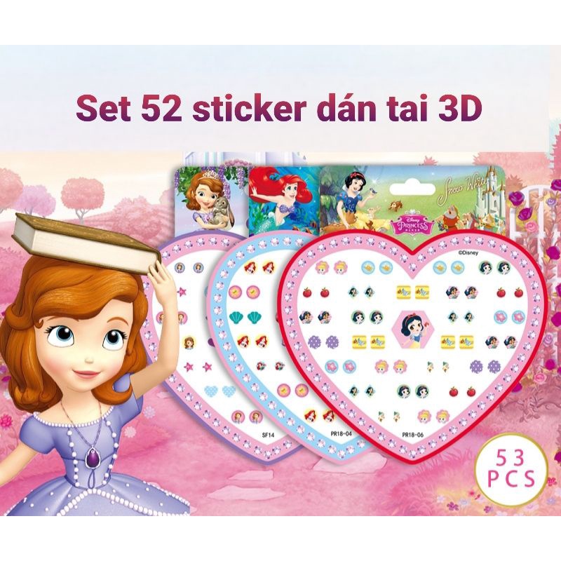 Sét sticker dán tai nhiều mẫu cho bé gái