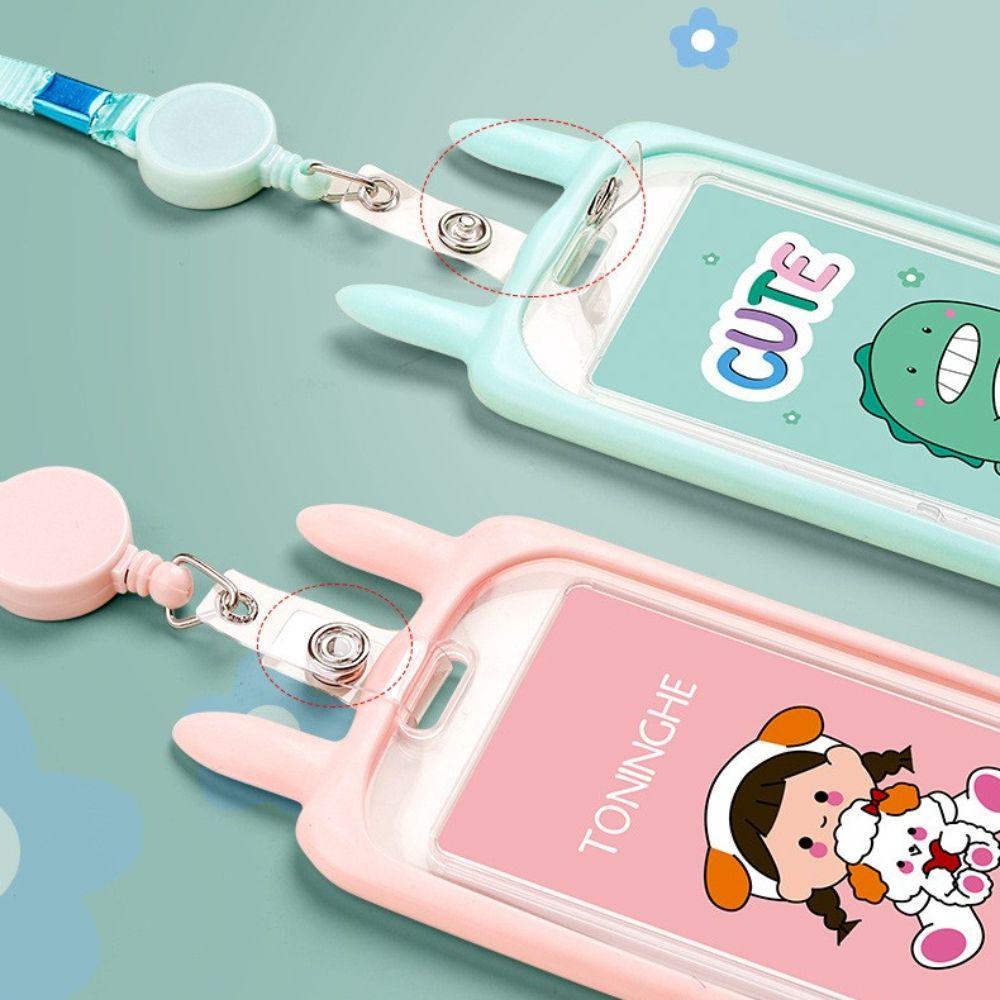 Ốp Điện Thoại Trong Suốt Chống Nước Có Ngăn Đựng Thẻ Tín Dụng In Hình Tai Thỏ Hoạt Hình Cho Học Sinh