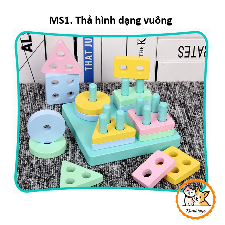 Đồ chơi thả hình bằng rèn luyện tư duy não bộ Montessori