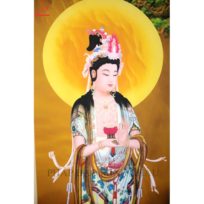 BỘ 3 BỨC TRANH LỤA TAM THÁNH (TO - NHỎ) _ CAM