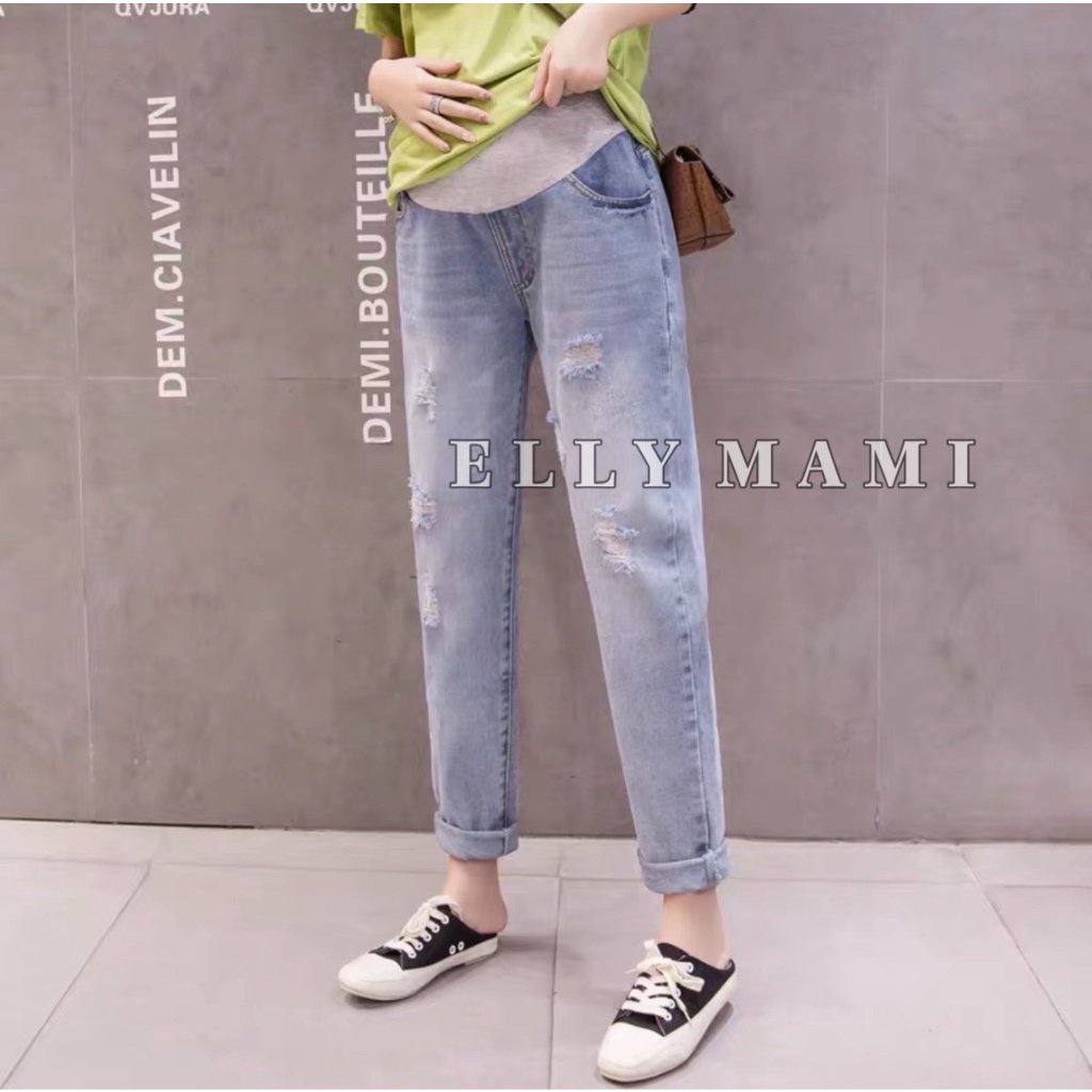 ( 40kg - 85kg ) Quần Bầu , Bigsize Jean Rách Form Dễ Mặc Thoải Mái Suốt Thai Kì &amp; Sau Sinh Thiết Kế Cao Cấp