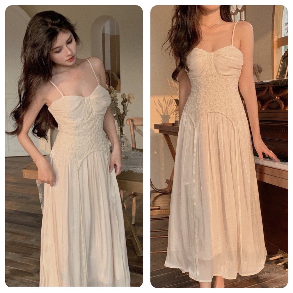 Đâm hai dây dáng xòe midi Emilyshop