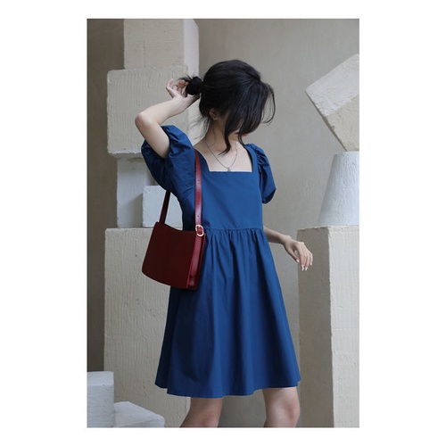 Đầm Dài Tay Phồng Cổ Vuông Quyến Rũ Thời Trang Mùa Hè Phong Cách Retro Mới 2022 Dành Cho Nữ