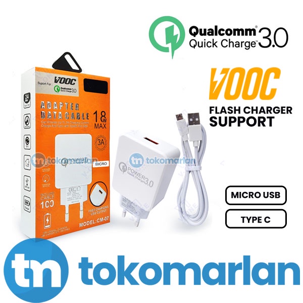 Củ Sạc Nhanh Vooc 3.0A 18W Cổng MICRO USB Cho Samsung Realme Oppo Vivo Lenovo Xiaomi Redmi
