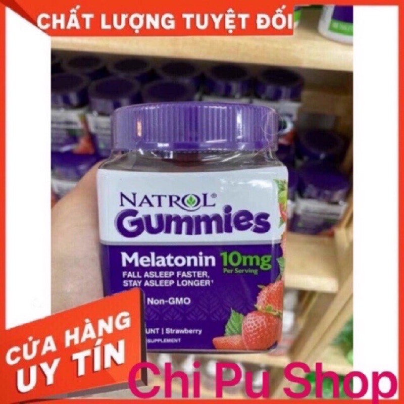 Kẹo dẻo hỗ trợ giấc ngủ ngon Natrol Melatonin 5-10mg Sleep Gummies (hương dâu) 90v - 140v - 180v