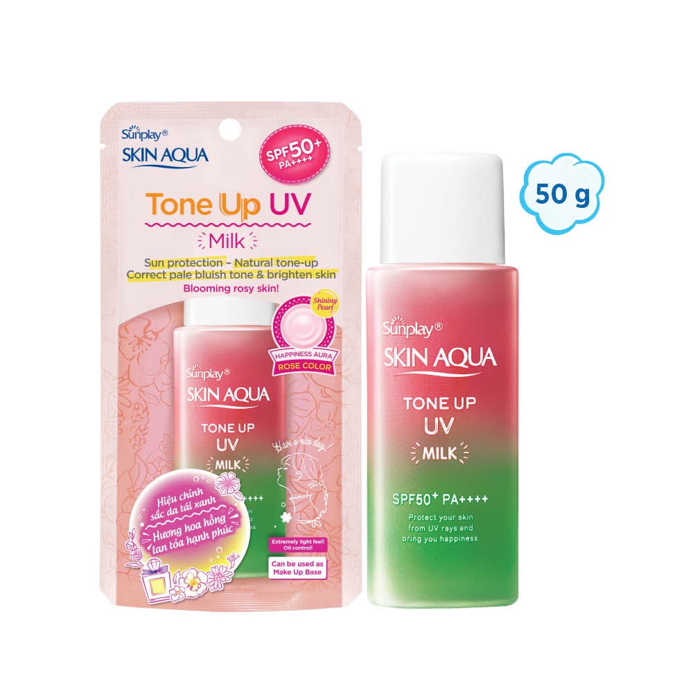 Sữa chống nắng nâng tông dành cho da dầu/hỗn hợp Sunplay Skin Aqua Tone Up UV Happiness Aura(Rose)50g