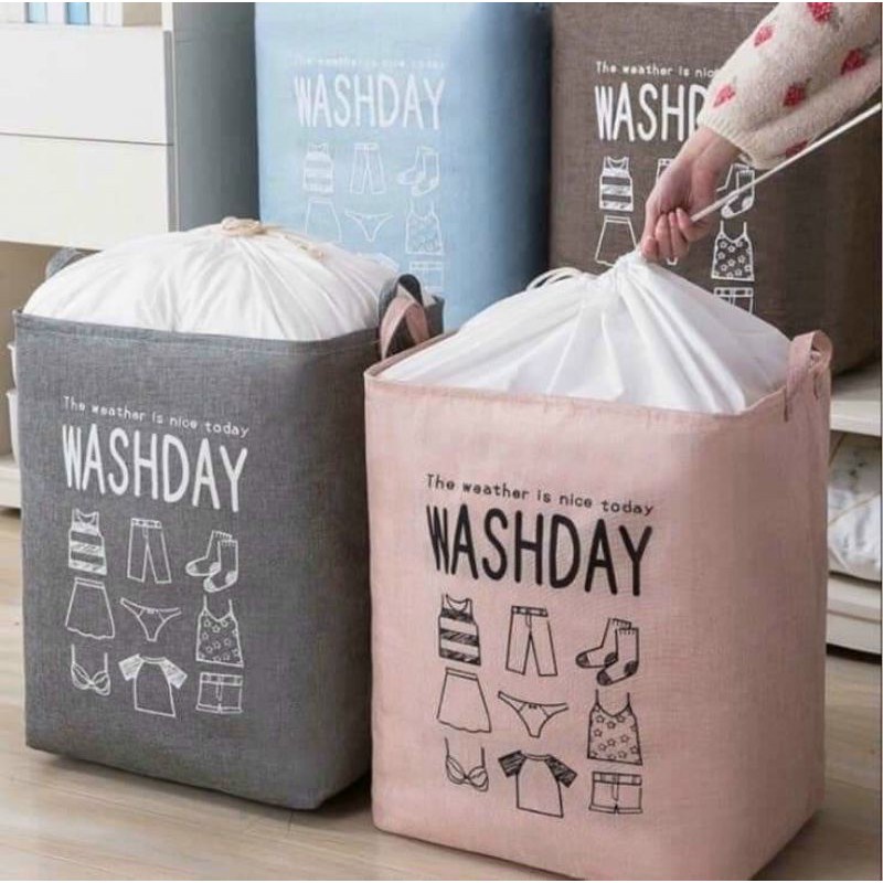 Túi Đựng Chăn Màn Quần Áo Bằng Vải WASHDAY 75L Đựng Chăn Màn Quần Áo Dáng Vuông Có Thể Gấp Gọn Tiện Lợi 88307