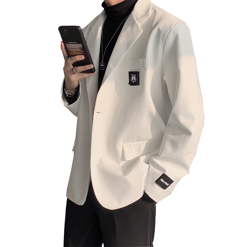 Áo khoác cao cấp màu trắng/đen phong cách hàn quốc giản dị thời trang mùa thu cho nam