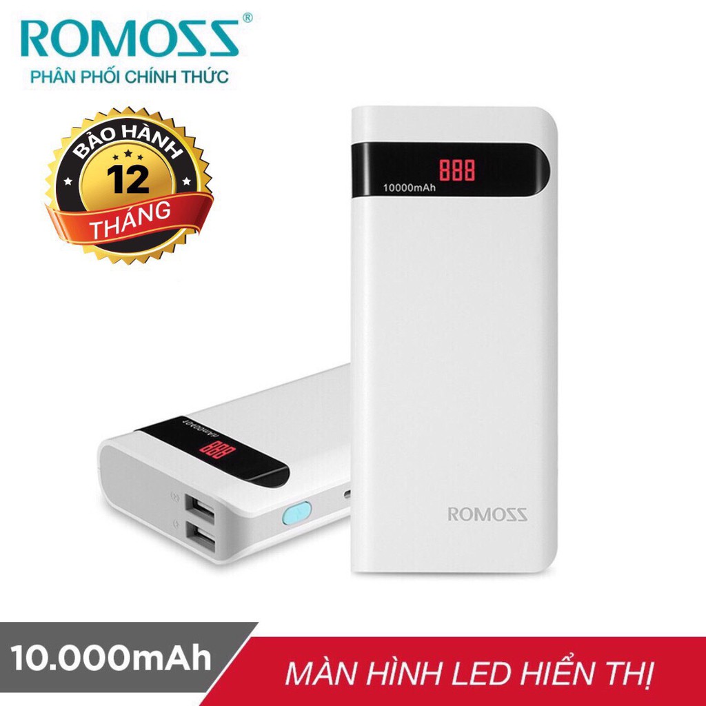 [CHÍNH HÃNG] Sạc Dự Phòng Romoss Sence 4P 10.000mah - Màn Hình Led Model New - Bảo Hành 12 Tháng