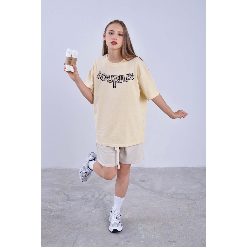 Áo Thun Unisex Đơn Giản Thêu Chữ To Phía Trước Gồm 4 Màu