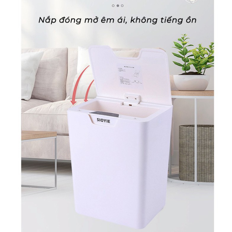 Thùng rác cảm ứng có nắp đóng mở tự động - Thùng rác thông minh,Thiết kế cảm ứng hồng ngoại, dung tích 16L