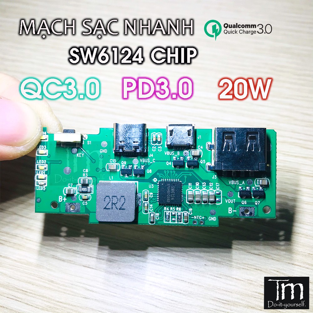 Mạch Sạc Dự Phòng Sạc Nhanh 20W SW6124 Có PD3.0