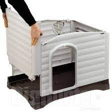 [2 Size] Nhà/ Chuồng cho chó bằng nhựa có hiên 2 cửa thoáng mát XINDING Pet House 424 dùng ngoài trời dễ dàng vệ sinh