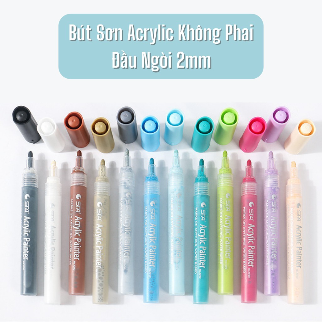 [Nhiều màu] Bút sơn Acrylic không phai, không thấm nước ngòi 2mm sáng tạo tiện lợi 1000 ST458