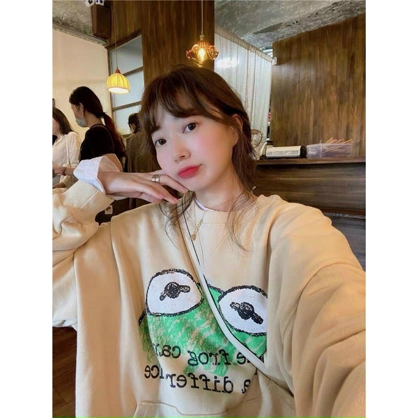 [siêu hot]áo hoodie pe không nón phong cách tự do dễ thương chất vải mềm mịn