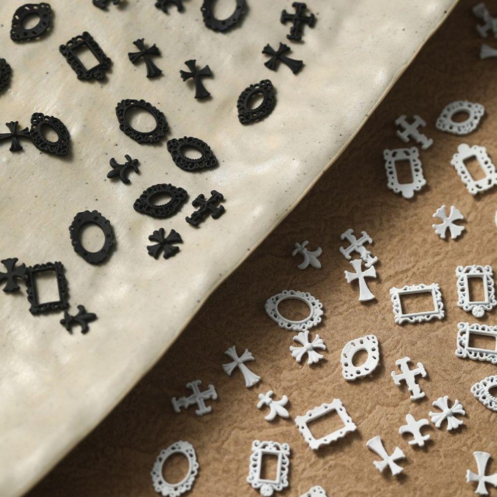 USNOW Phụ Kiện Trang Trí Móng Tay 3D Màu Trắng Đen Cho Nữ