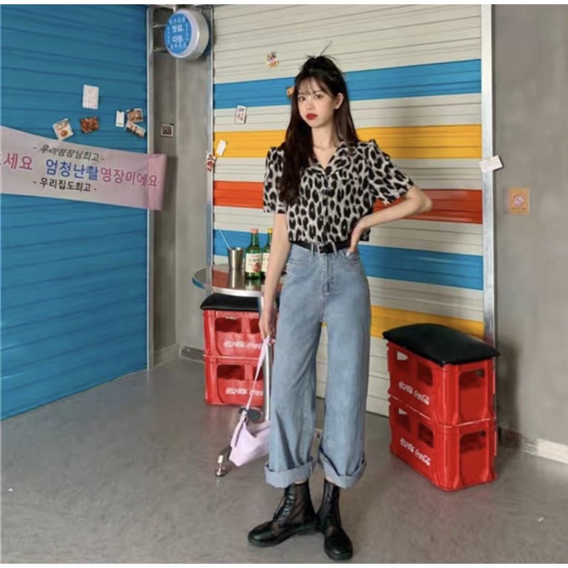 Order áo sơ mi croptop nữ da báo cá tính