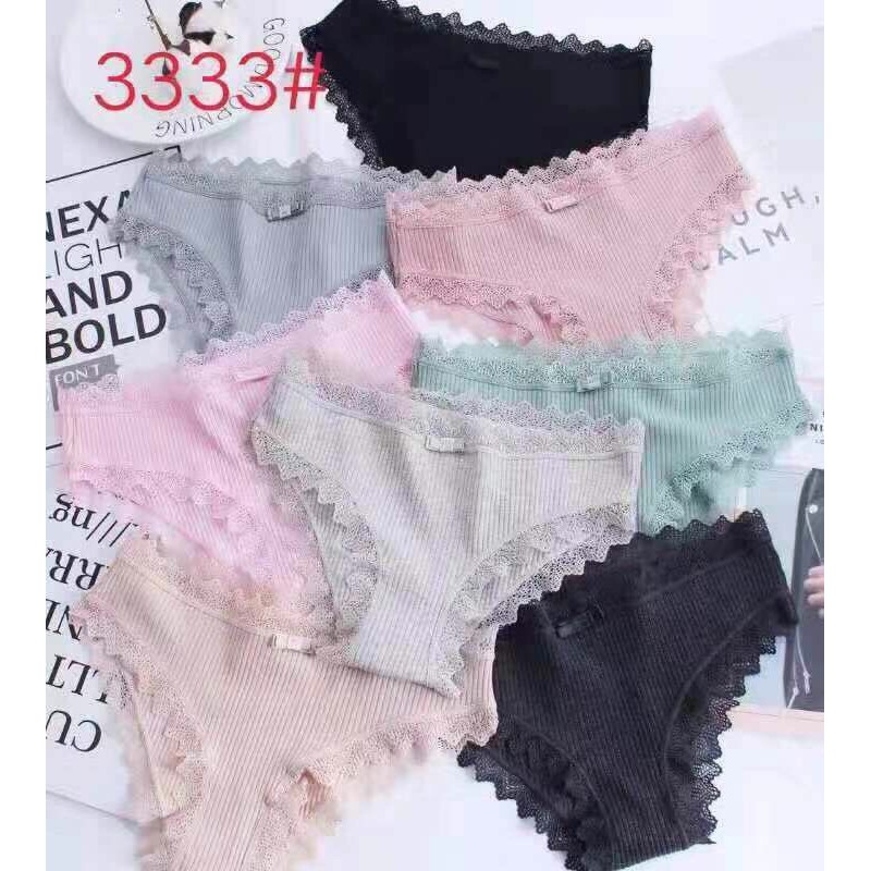 Quần Lót Nữ Viền Ren Gợi Cảm Cotton Gân Tăm Đính Nơ Kháng Khuẩn | BigBuy360 - bigbuy360.vn